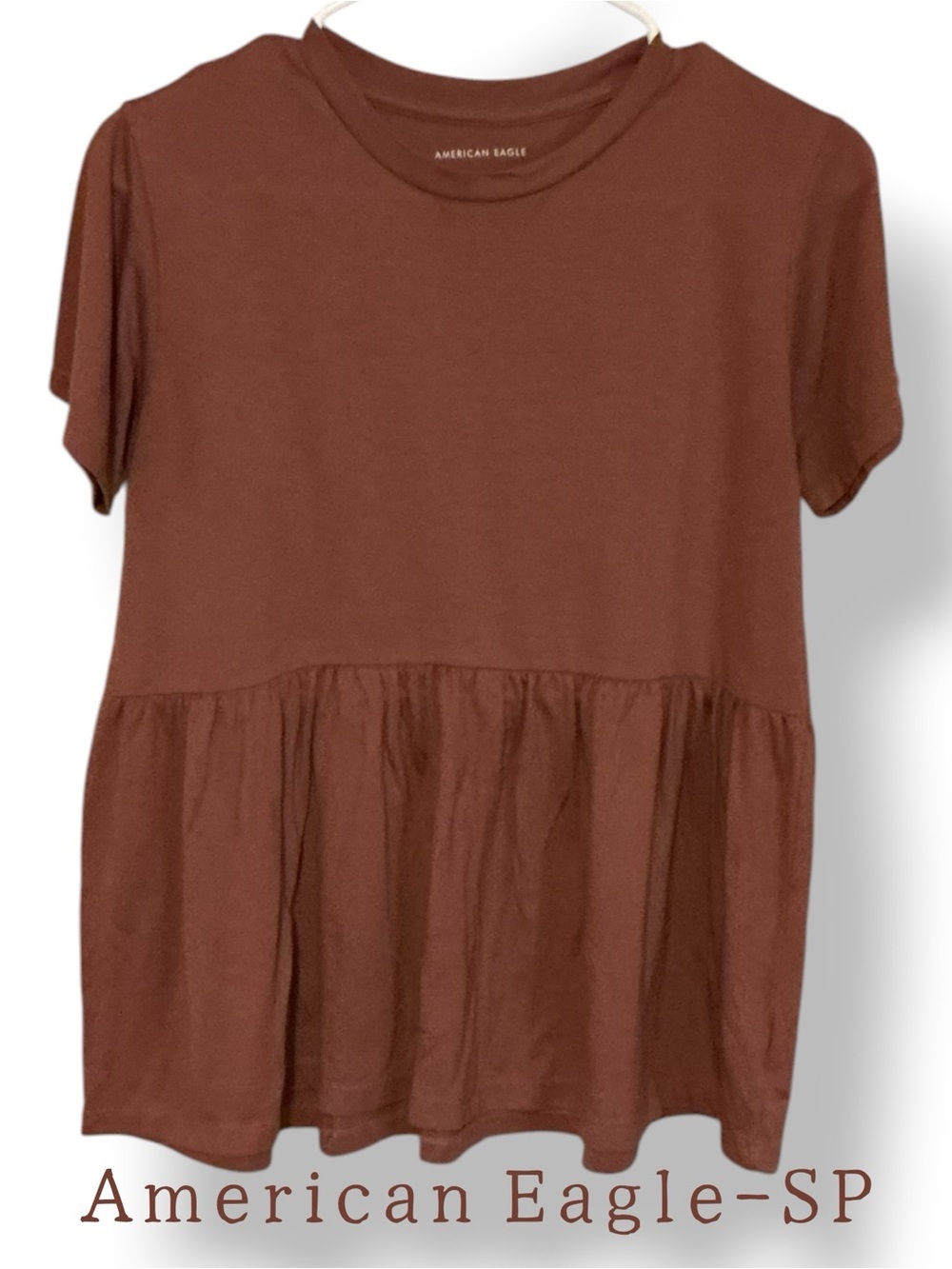 🌼American Eagle Outfitters Brown Short Sleeve Peplum Tee
